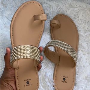 Sparkling tan/gold sandals